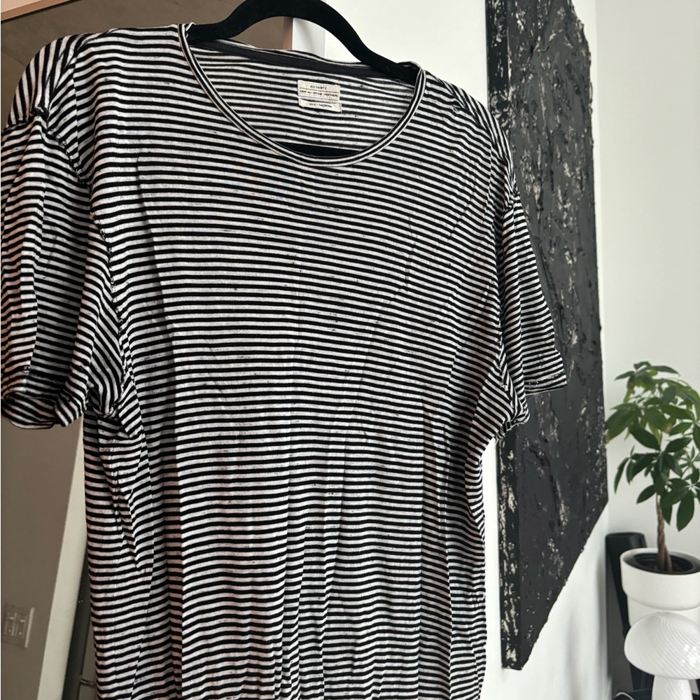 All Saints distressed striped t-shirt in men’s medium